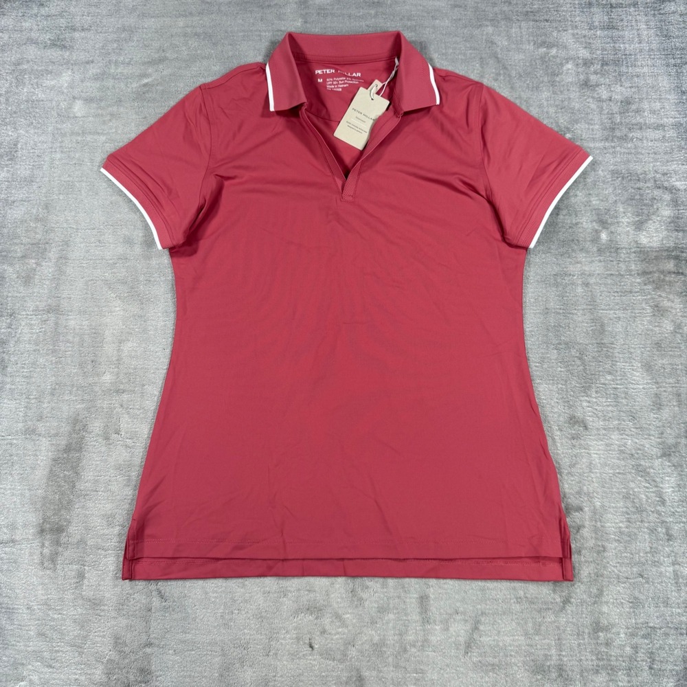 Peter Millar Shirt Women Medium Red Betty Polo Short Sleeve UPF Golf Tennis NWT